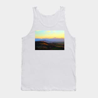 Scenic landscape with a small town surrounded by green hills and the Apennines Tank Top